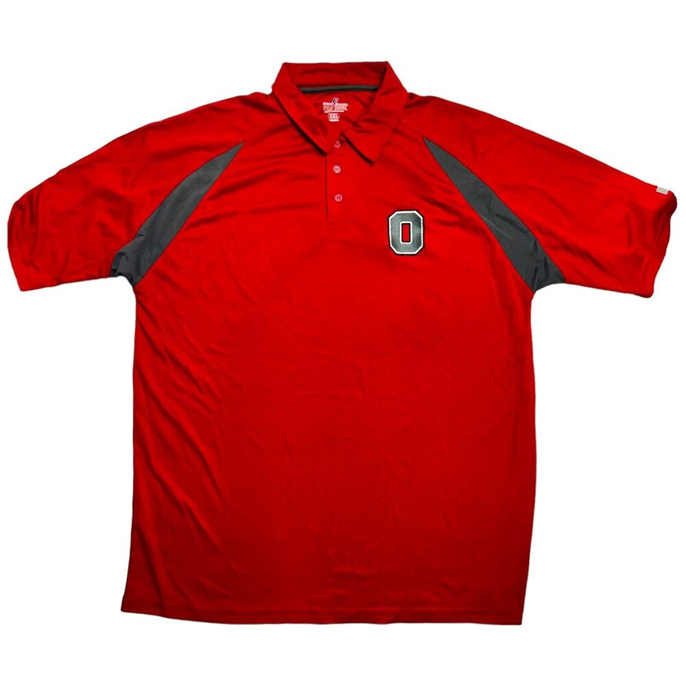 Ohio State University Red Embroidery Logo NCAA Polo Sports Apparel Vintage 2XL